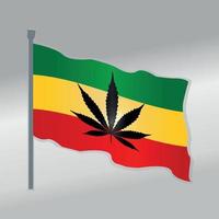 realistische gradiënt vector illustratie afbeelding van reggae marihuana wuivende vlaggenmast