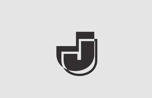 geometrische zwart witte j alfabet letterpictogram logo voor het bedrijfsleven. eenvoudig ontwerp voor bedrijf vector