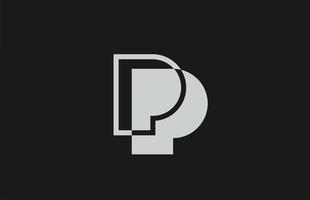 grijs zwart wit p alfabet letterpictogram logo. eenvoudig lijnontwerp voor bedrijf vector