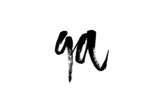 qa qa alfabet letter logo pictogram combinatie. grunge handgeschreven vintage design. zwart witte kleur voor zaken en bedrijf; vector