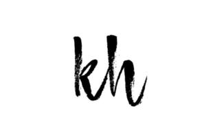 kh kh alfabet letter logo pictogram combinatie. grunge handgeschreven vintage design. zwart witte kleur voor zaken en bedrijf; vector
