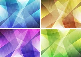 set van abstracte moderne achtergrond groen, geel, blauw, paars lage veelhoek met driehoek patroon textuur vector