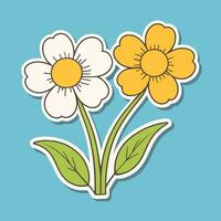 bloem tekenfilm illustratie vector sticker ontwerp