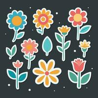 bloem sticker verzameling vector