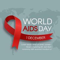 wereld AIDS dag plein kaart met een rood lintje. afdrukken sjabloon ontwerp. een vector vlak illustratie.