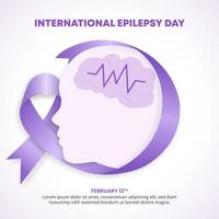 plein Internationale epilepsie dag achtergrond met een Purper lint en snijdend papier gezicht vector