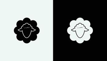zwart schapen en wit schapen logo vector, lijn kunst stijl vector