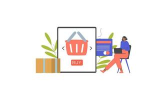 online boodschappen doen en e-commerce concept illustratie vector