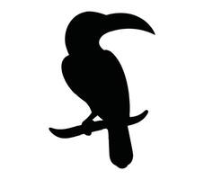 zwart en wit Afrikaanse grijs neushoornvogel silhouet. vector illustratie.