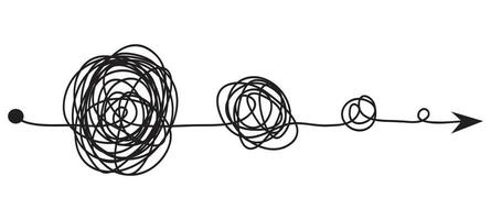 chaotische hand getrokken Krabbel schets cirkel object met begin en einde geïsoleerd op een witte achtergrond vector
