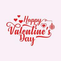 belettering gelukkig valentijnsdag dag banier, valentijnsdag dag groet kaart sjabloon met typografie tekst gelukkig Valentijn dag en rood hart en lijn Aan achtergrond vector illustratie