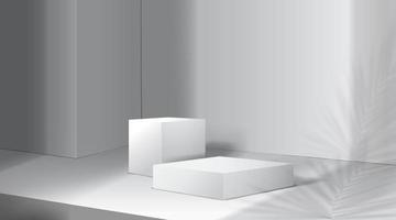 wit podium met minimale witte achtergrond voor productpresentatiesjabloon. vector