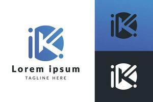 elegant ik logo variaties in blauw en grijs tonen vector