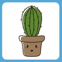 vector illustratie van schattig cactus met wit achtergrond, cactus vlak icoon, zittend cactus fabriek