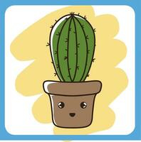 vector illustratie van schattig cactus met wit achtergrond, cactus vlak icoon, zittend cactus fabriek