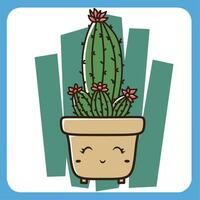 vector illustratie van schattig cactus met wit achtergrond, cactus vlak icoon, zittend cactus fabriek