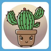 vector illustratie van schattig cactus met wit achtergrond, cactus vlak icoon, zittend cactus fabriek