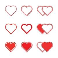 vector rood hart reeks en elegant liefde ontwerp elementen