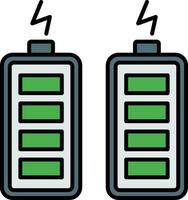 batterijen lijn gevulde icoon vector