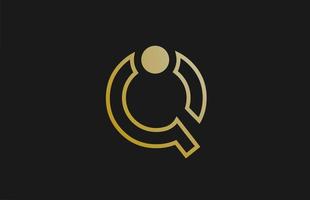 goud gouden lijn q alfabet letter logo ontwerp met cirkel pictogram voor bedrijf en bedrijf vector