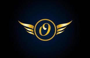 goud gouden o vleugel vleugels alfabet letterpictogram logo met stijlvol ontwerp voor bedrijf en bedrijf vector