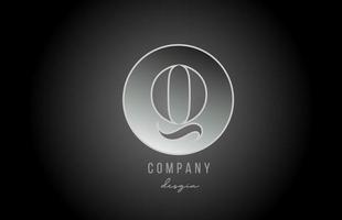 zilvergrijs metaal q alfabet letter logo pictogram ontwerp voor bedrijf en bedrijf vector