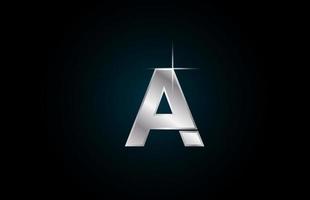 een zilveren metalen alfabet letter logo icoon voor zaken en bedrijf met vonk ontwerp vector