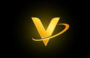 v alfabet letter logo icoon voor zaken en bedrijf met gouden design vector