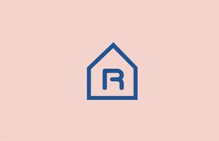 blauw roze r alfabet letterpictogram logo voor bedrijf en bedrijf met huis design vector