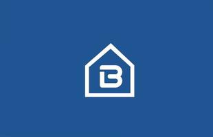 b alfabet letter logo icoon voor bedrijf en bedrijf met wit blauw huis design vector