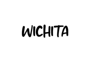 wichita stad handgeschreven typografie word tekst hand belettering. moderne kalligrafie tekst. zwarte kleur vector