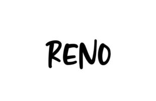 reno stad handgeschreven typografie word tekst hand belettering. moderne kalligrafie tekst. zwarte kleur vector