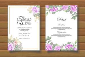 elegante bloemen bruiloft uitnodigingskaart set vector