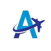 brief a, reizen agentschap bedrijf logo. vervoer, logistiek levering logo ontwerp vector