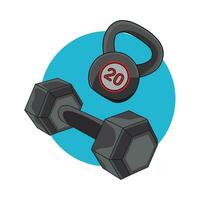 illustratie van kettlebell en barbell vector