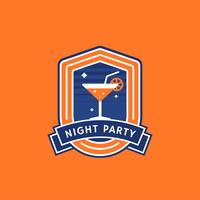 Cocktail party retro badge vector