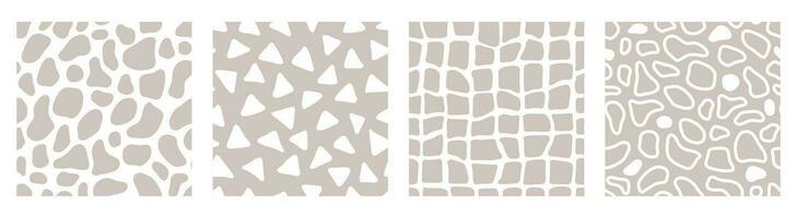 beige pastel reeks van naadloos patronen, minimalistische stijl. midden eeuw esthetisch achtergrond. meetkundig vormen vector