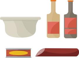 illustratie van koelkast met eten, drinken en keukengerei vector