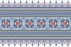 etnisch bloemen naadloos patroon in pixel kunst stijl. vector ontwerp voor kleding stof, tapijt, tegel, borduurwerk, inpakken, behang, en achtergrond