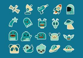 tekening karakter sticker element reeks vector