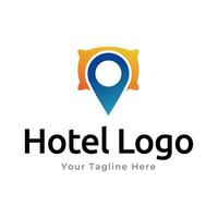 hotel logo. hotel punt logo vector. pin icoon met hotel symbool combinatie geïsoleerd Aan wit achtergrond. vector