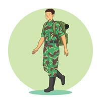 illustratie van soldaten draag- rugzakken vector