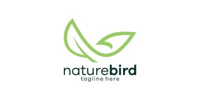 de logo ontwerp combineert de vorm van een blad met een vogel, de natuur vogel logo ontwerp. vector