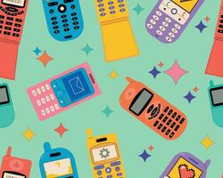 naadloos patroon met mobiel telefoons. vector illustratie in vlak stijl.