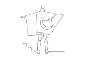 een Mens golvend een Pakistaans vlag vector