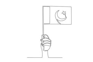 een persoon Holding een Pakistaans vlag vector