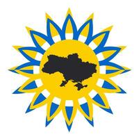 zonnebloem met een silhouet van een kaart van Oekraïne binnen. de bloem is een symbool van de dag van herinnering van verdedigers van Oekraïne. vector. vector