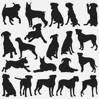 bokser hond dier silhouet reeks vector