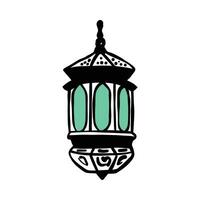 Ramadan hangende lantaarn lijn kunst hand getekend vector