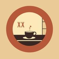 ai gegenereerd koffiehuis gevulde kleurrijk eerste logo idee. restaurant interieur. geurig drinken in beker. brieven binnen koffie kop in cirkel vorm geven aan. grafisch ontwerp vector